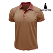 Short-sleeved Lapel T-shirt POLO Bottoming Shirt Men Clothing Khaki / L T-shirt