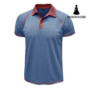 Short-sleeved Lapel T-shirt POLO Bottoming Shirt Men Clothing Light Blue / L T-shirt