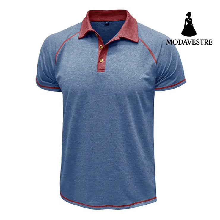Short-sleeved Lapel T-shirt POLO Bottoming Shirt Men Clothing Light Blue / L T-shirt