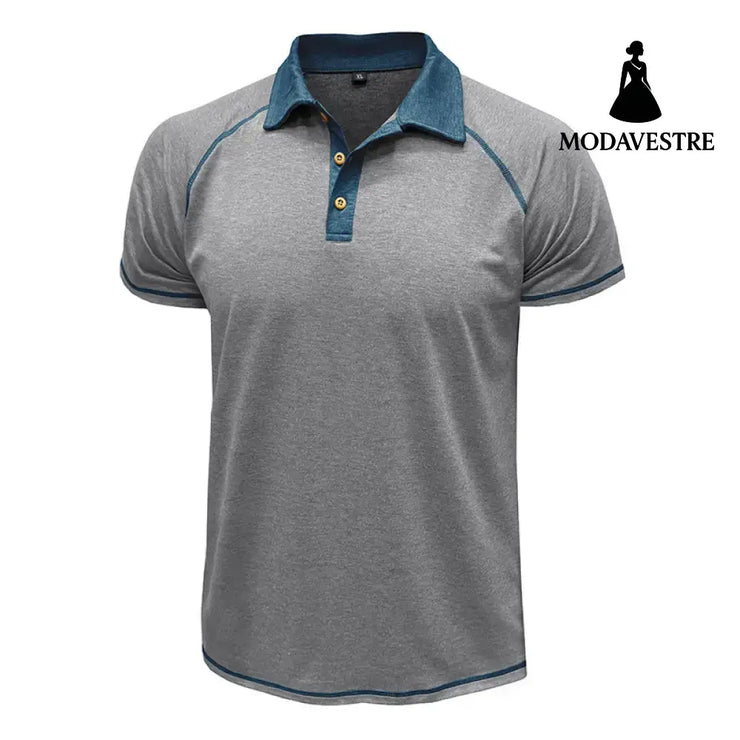 Short-sleeved Lapel T-shirt POLO Bottoming Shirt Men Clothing Light Gray / L T-shirt