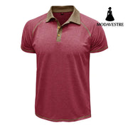 Short-sleeved Lapel T-shirt POLO Bottoming Shirt Men Clothing Purplish Red / L T-shirt