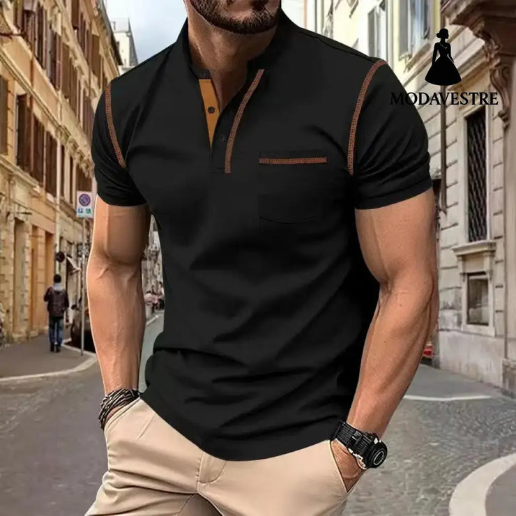 Short-sleeved Polo Shirt Summer Casual Quick-dry Tops Men Clothing Black / L Shirt