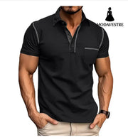 Short-sleeved Polo Shirt Summer Casual Quick-dry Tops Men Clothing Black1 / L Shirt