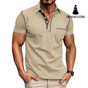 Short-sleeved Polo Shirt Summer Casual Quick-dry Tops Men Clothing Khaki1 / L Shirt
