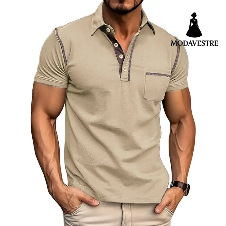 Short-sleeved Polo Shirt Summer Casual Quick-dry Tops Men Clothing Khaki1 / L Shirt