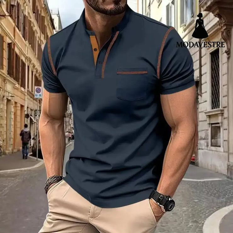 Short-sleeved Polo Shirt Summer Casual Quick-dry Tops Men Clothing Navy Blue / L Shirt