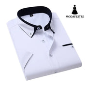 Short-sleeved Short Sleeve Men Clothing Shirt Slim-fitting Iron-free Casual Shirt