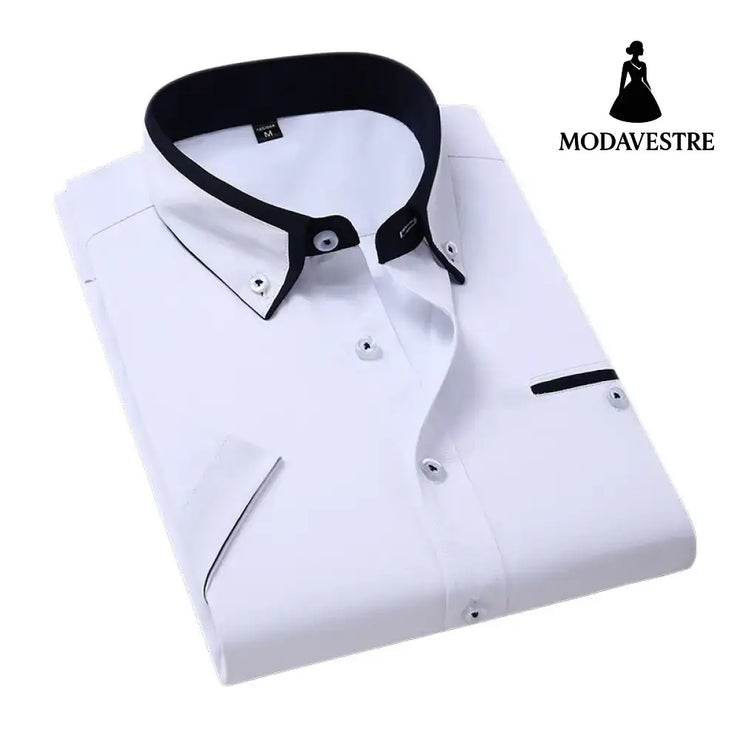 Short-sleeved Short Sleeve Men Clothing Shirt Slim-fitting Iron-free Casual Shirt