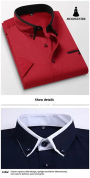 Short-sleeved Short Sleeve Men Clothing Shirt Slim-fitting Iron-free Casual Shirt