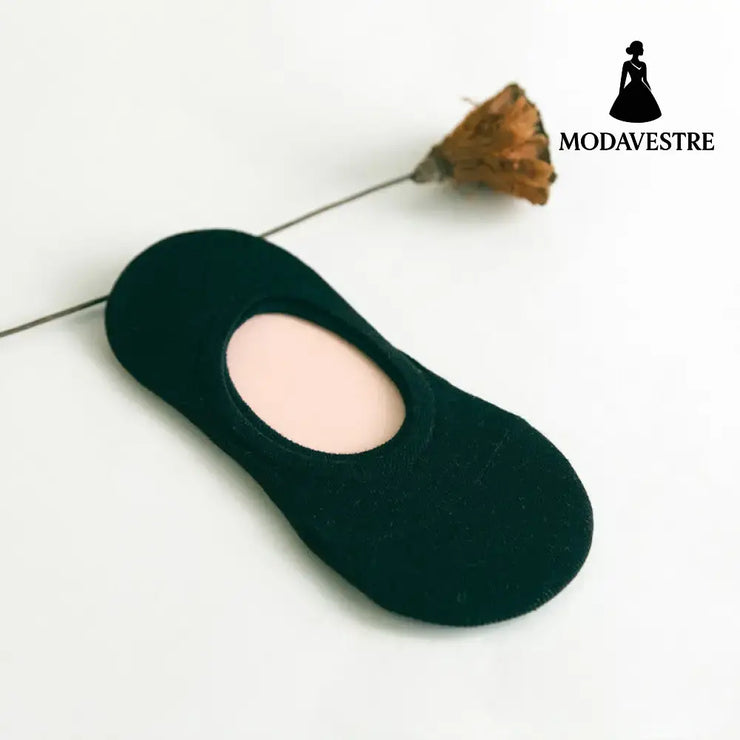 Silicone Non-slip Solid Color Female Socks Women Boat Socks Black / One size