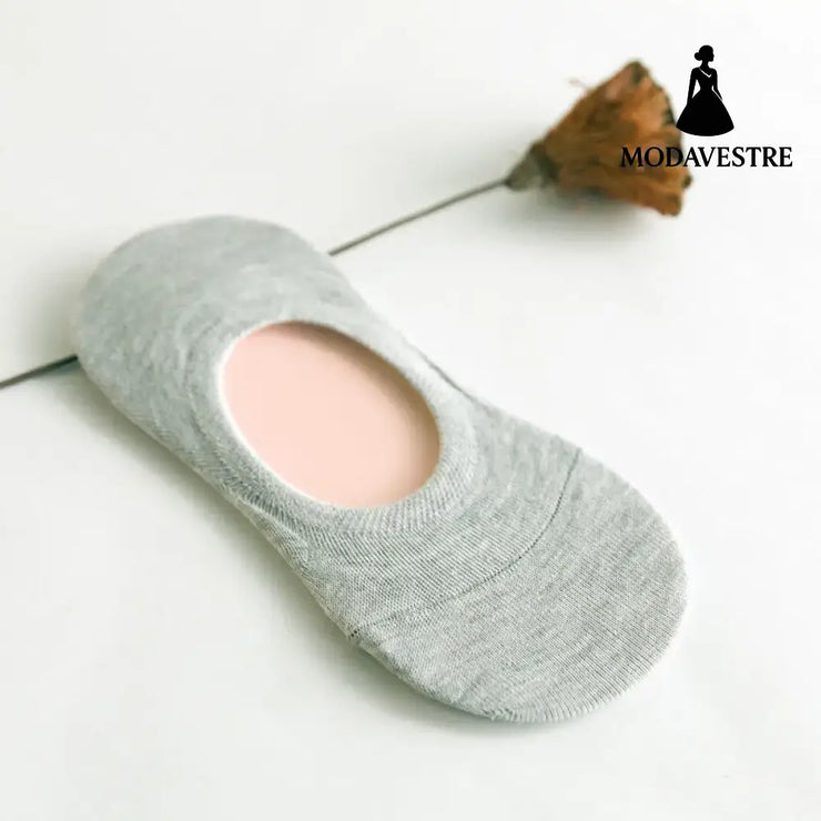 Silicone Non-slip Solid Color Female Socks Women Boat Socks Grey / One size