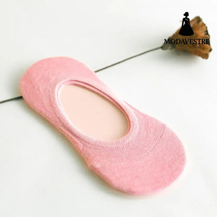 Silicone Non-slip Solid Color Female Socks Women Boat Socks Pink / One size