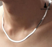 Silver Color necklace Unisex Flat snake Link Chain Lobster Clasp collares necklaces for women men S-N21