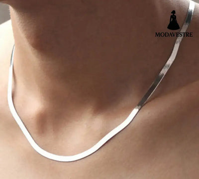 Silver Color necklace Unisex Flat snake Link Chain Lobster Clasp collares necklaces for women men S-N21