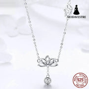 Silver Lotus Delicate Necklace Sterling Silver 925