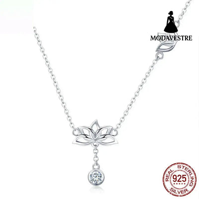 Silver Lotus Delicate Necklace Sterling Silver 925