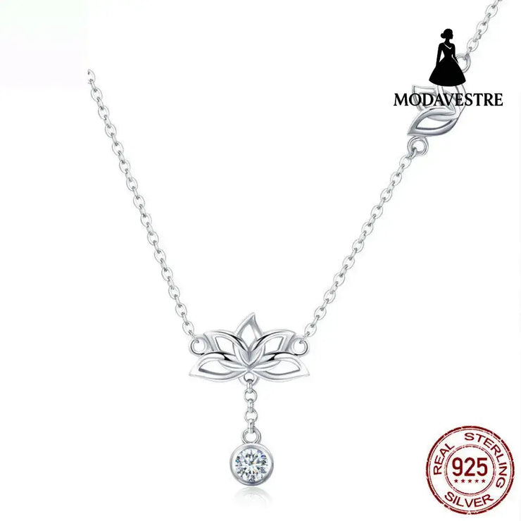 Silver Lotus Delicate Necklace Sterling Silver 925