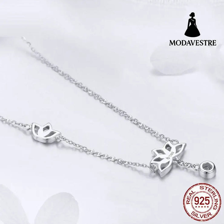 Silver Lotus Delicate Necklace Sterling Silver 925