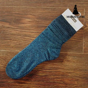 Silver Onion Socks Women In Canister Pile Pile Socks Gold Wire Blue