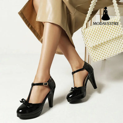 Simple and versatile women's sandals high heels thick heels color blocked women's singles shoes - MODAVESTRE