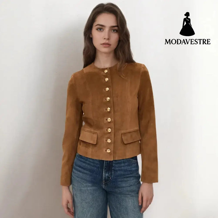 Single-breasted Short All-match New Suede Jacket Brown / L Jacket