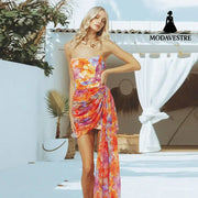 Sleeveless Printed Short Skirt Beach Skirt Dress Skirt