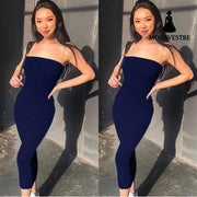 Sleeveless Wrapped Chest Long Beach Dress Women Clothing Summer