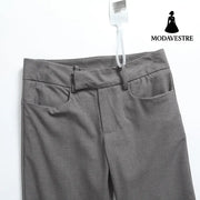 Slim fit pleated floor length pants