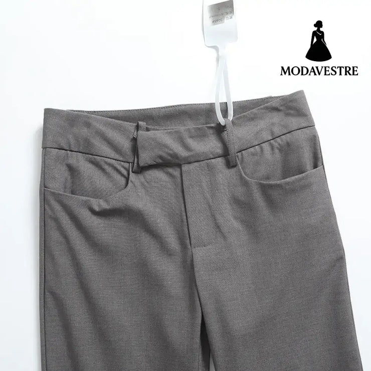 Slim fit pleated floor length pants