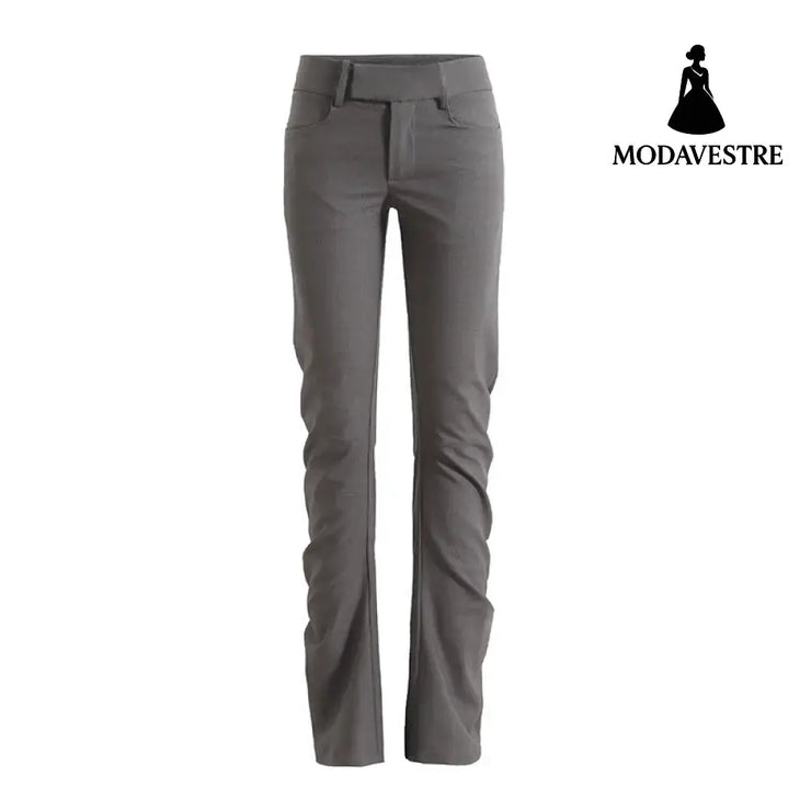 Slim fit pleated floor length pants