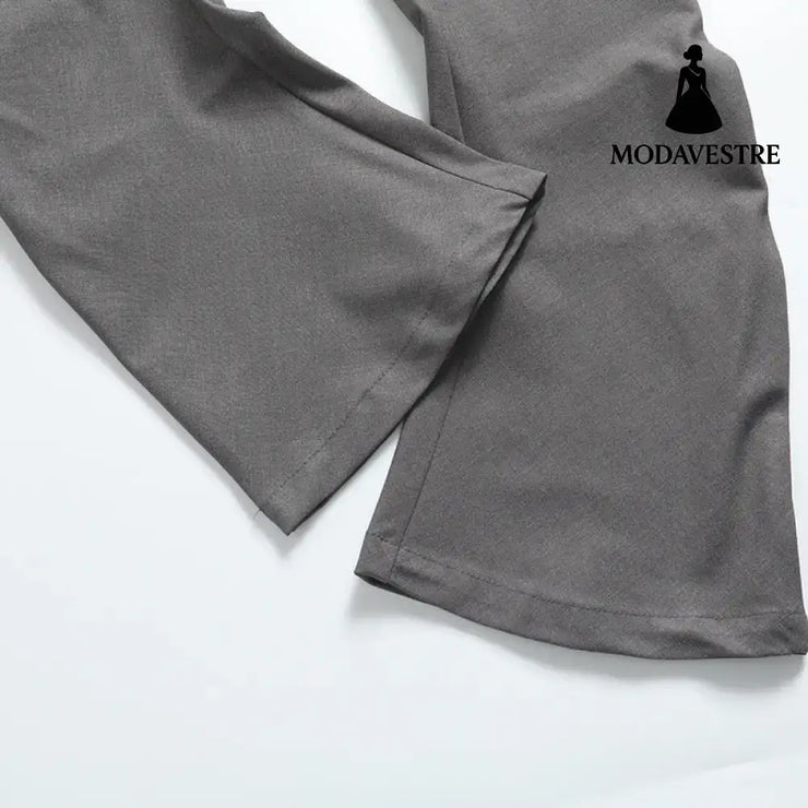 Slim fit pleated floor length pants