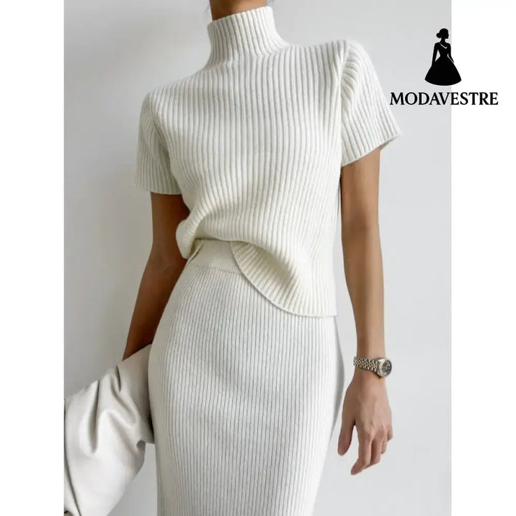 Slit Sheath Skirt Skirt Suit White / Free Size