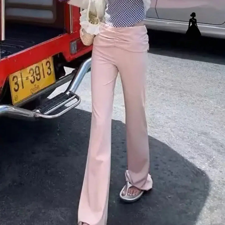 Small high waisted pleated flared pants