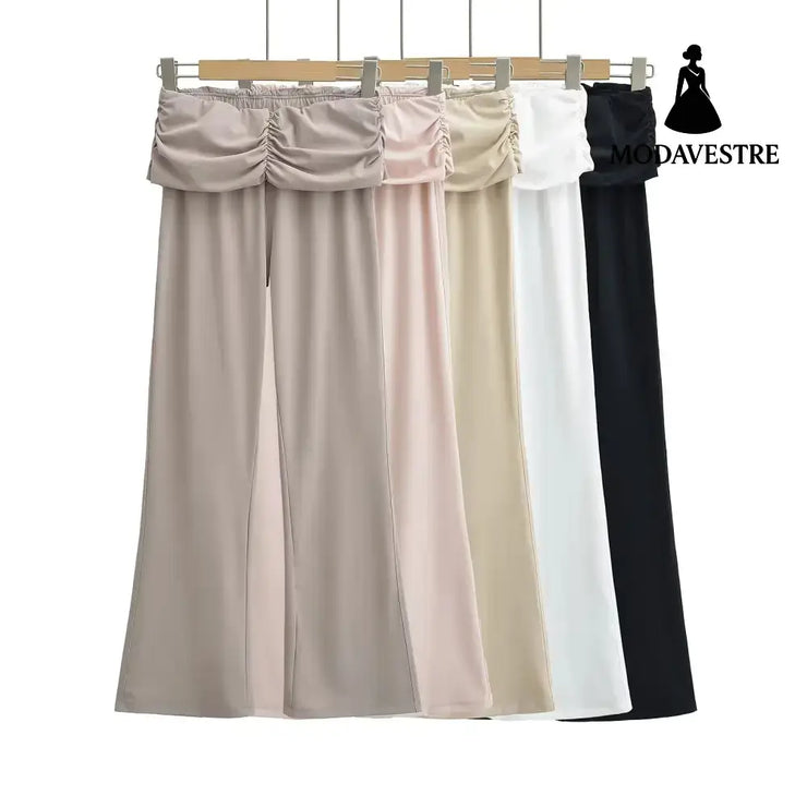Small high waisted pleated flared pants
