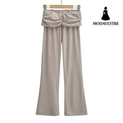 Small high waisted pleated flared pants