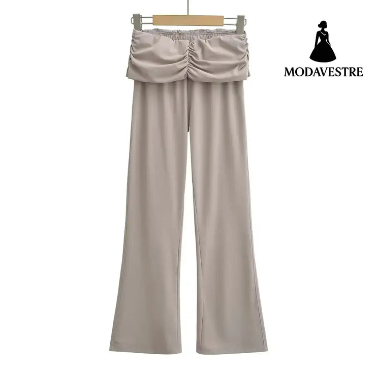 Small high waisted pleated flared pants Gray / S