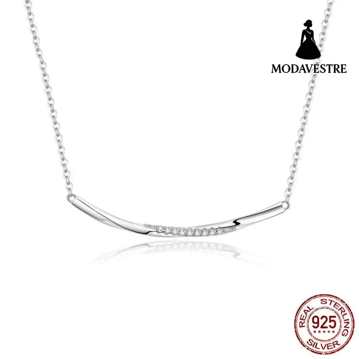 Smiling geometric necklace s925 silver collarbone chain 925 silver