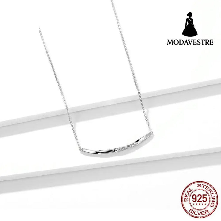 Smiling geometric necklace s925 silver collarbone chain 925 silver