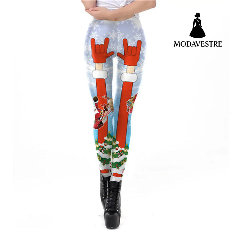 Snowflake Elk Women Leggings - MODAVESTRE
