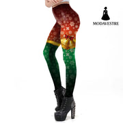 Snowflake Leggings Women Plus Size Leggins Christmas Bell Bowknot Festival Fitness Legging - MODAVESTRE