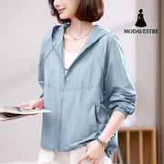 Solid Color Breathable Sun Protection Clothing Coat For Women Blue / L