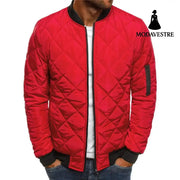 Solid Color Coat Winter Stand Collar Jacket For Men Fashion Rhombus Sewing Design Coat Casual Business Clothing Coat