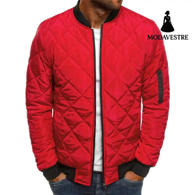 Solid Color Coat Winter Stand Collar Jacket For Men Fashion Rhombus Sewing Design Coat Casual Business Clothing Coat