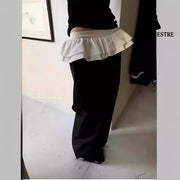 Splicing design for layering wide leg pants