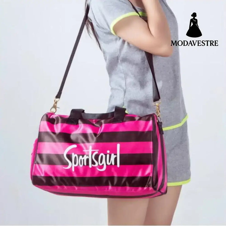Sportsgirl Travel Bag Striped Women’’s Portable Large Capacity