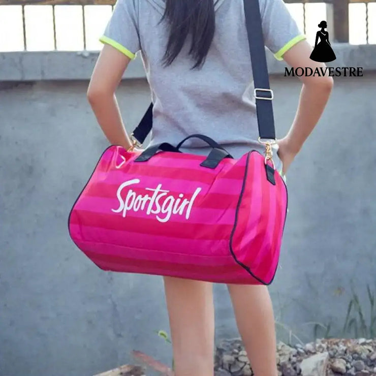 Sportsgirl Travel Bag Striped Women’’s Portable Large Capacity