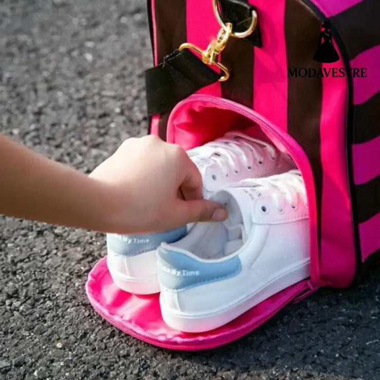 Sportsgirl Travel Bag Striped Women’’s Portable Large Capacity