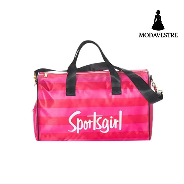 Sportsgirl Travel Bag Striped Women’’s Portable Large Capacity Rose Red / M