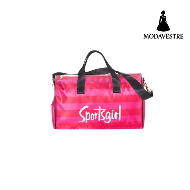 Sportsgirl Travel Bag Striped Women’’s Portable Large Capacity Rose Red / S