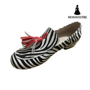 Spring And Autumn Tassel Low Heel Round Head 40-43 Low-cut Plus Size Leopard Print Casual Loafers